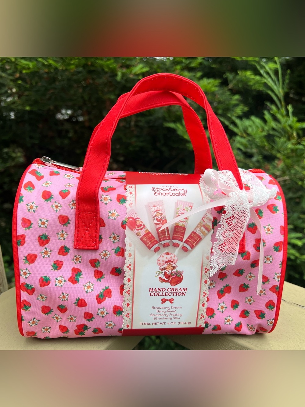 Strawberry Shortcake Pink Cosmetic Tote & 4 Hand Creams
